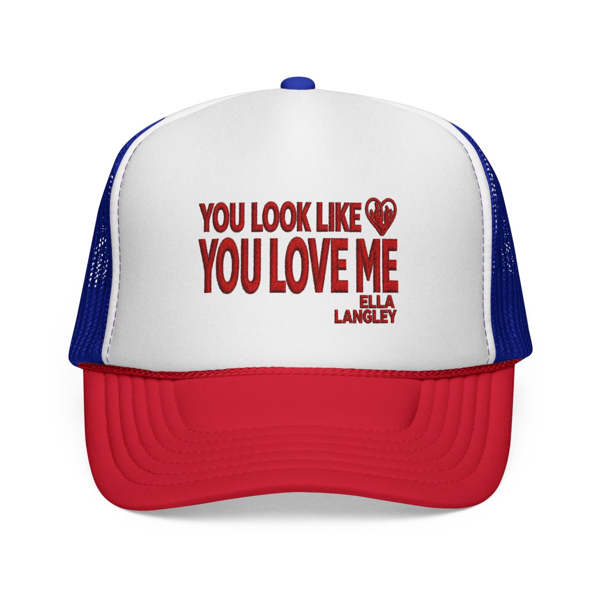 'you look like you love me' - Natural and Red Trucker Hat - alternate angle 4, merchandise